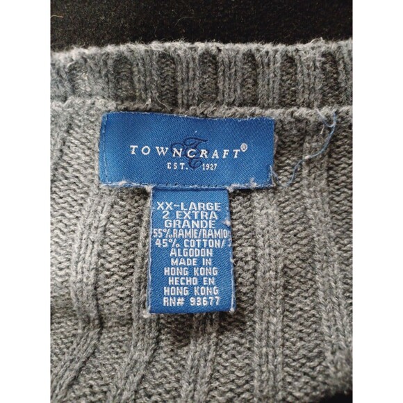 Towncraft Men's Gray Ribbed Knit Long Sleeve Pullover Sweater  Size XXL - Picture 5 of 6